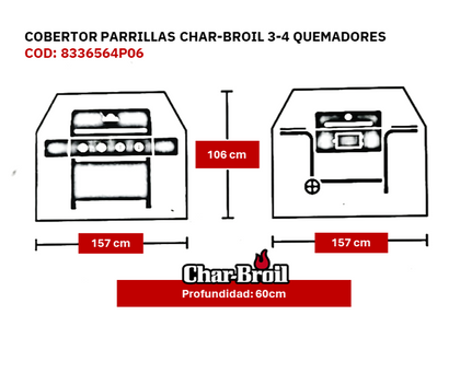 Cobertor Parrillas Char-Broil 3-4 quemadores